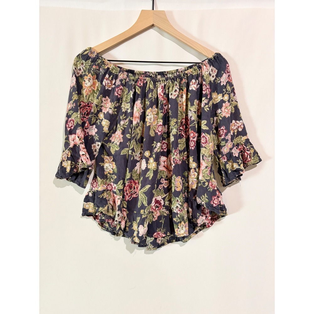 Vanilla Star Blouse Off The Shoulder Boho Floral Large Festival Coastal Hippie